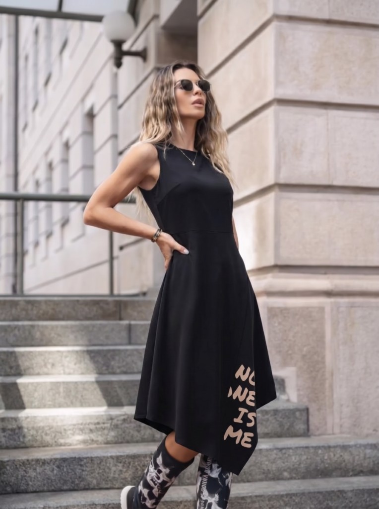 Loo Logo Dress — black dress.