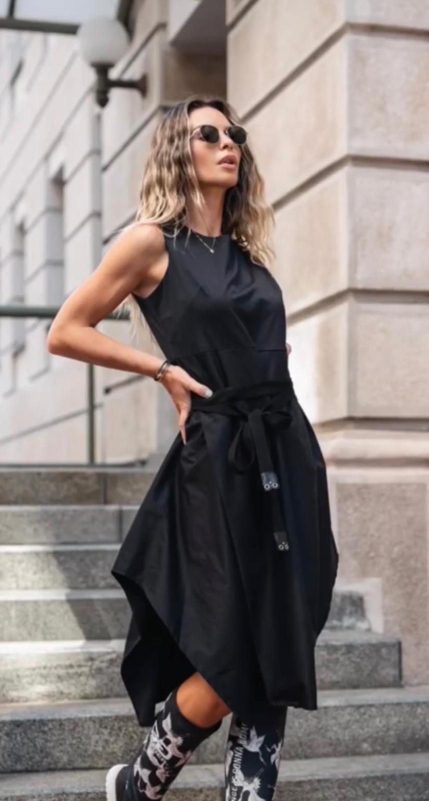 Loo Logo Dress — black dress.